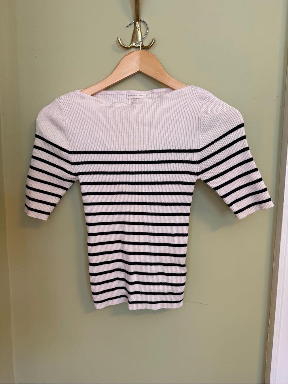 Marfinno Basics Ribbed Knit Top - Light Beige